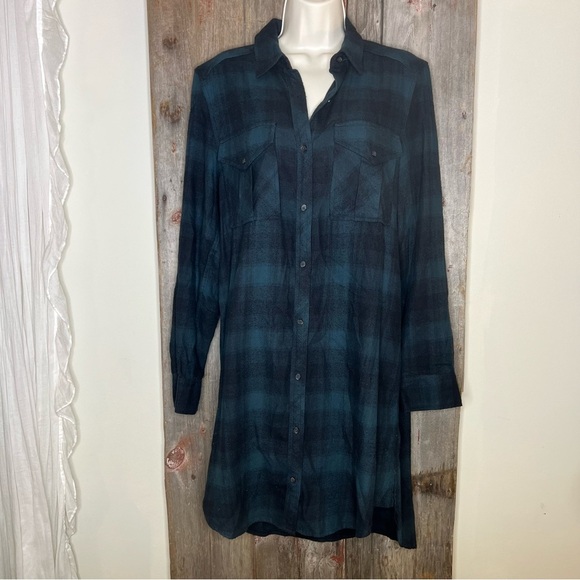Wilfred Dresses & Skirts - Wilfred Free Aritzia Veronica Plaid Flannel Shirt Dress Grunge Boho M